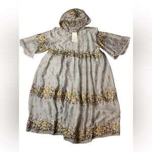SAIWEIRUO NWT Embroidered Organza Hooded Kaftan Dress 3XL/Plus Size